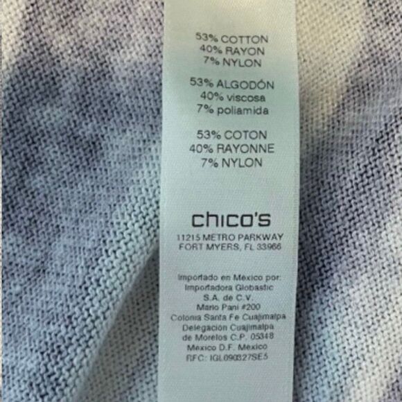 Chico's Ombre Striped Cardigan Sweater Blue Tan Knit Open Front Long Sleeve L - Picture 6 of 6